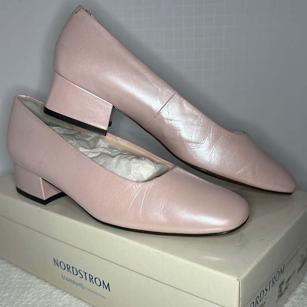 Nordstrom Pink Flats with Glossy Finish and Square Toe